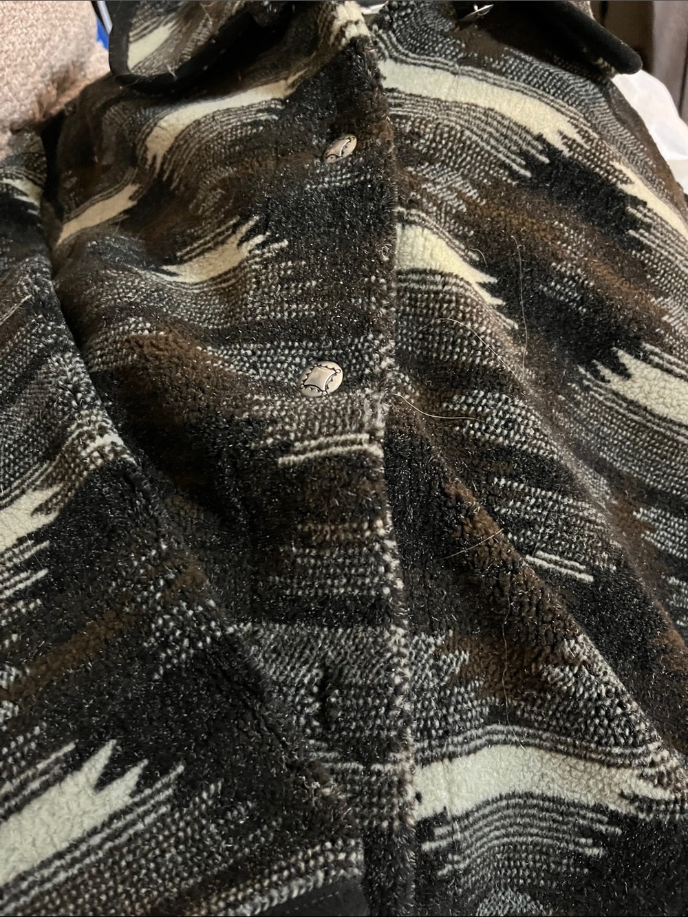 Talbots Black Brown Cream Patterned Wool-Blend Jacket